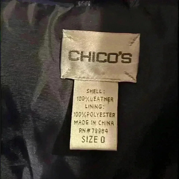 Chico’s genuine leather jacket coat blue leather soft size 0 small/medium - Picture 4 of 11